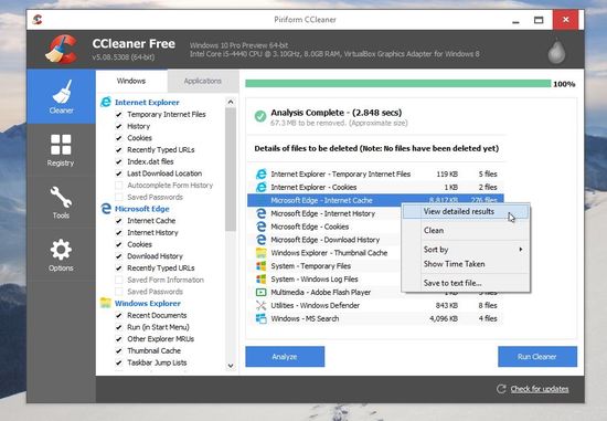 CCleaner для Windows 10